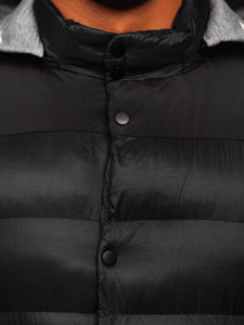 Gilet matelassé à capuche pour homme noir Bolf 13078