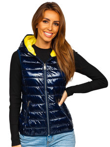 Gilet matelassé pour femme à capuche bleu foncé Bolf R9549  