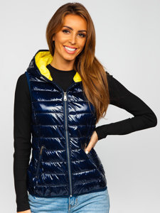 Gilet matelassé pour femme à capuche bleu foncé Bolf R9549  