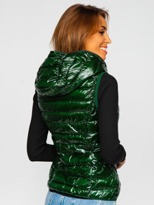 Gilet matelassé pour femme vert à capuche Bolf R9549   