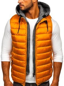 Gilet matelassé pour homme à capuche camel Bolf B2901 