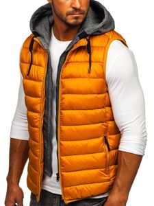 Gilet matelassé pour homme à capuche camel Bolf B2901 