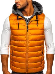 Gilet matelassé pour homme à capuche camel Bolf B2901 