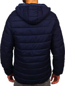 Homme Blouson à mi-saison matelassé à capuche Bleu foncé Bolf 5M3197