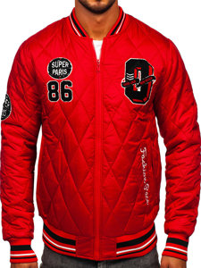 Homme Blouson bomber de transition matelassé Rouge Bolf HSS057