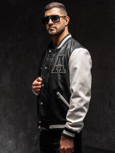 Homme Blouson bomber en cuir Noir Bolf 11Z8112