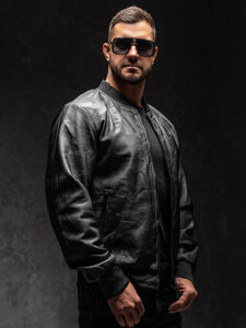 Homme Blouson bomber en cuir Noir Bolf 3A63A1