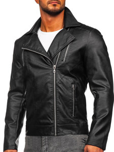 Homme Blouson de motard en cuir Noir Bolf 11Z8067