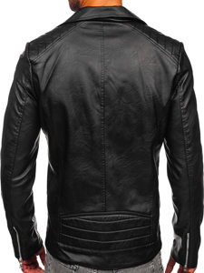 Homme Blouson de motard en cuir Noir Bolf 11Z8067