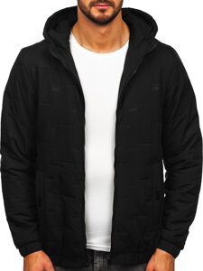 Homme Blouson de transition à capuche Noir Bolf 5M3116