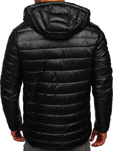 Homme Blouson d'hiver en cuir matelassée Noir Bolf 11Z8088