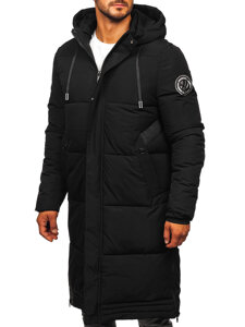 Homme Blouson d'hiver longue matelassée Noir Bolf 19M1290