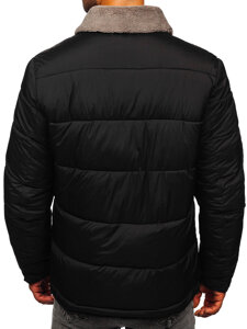 Homme Blouson d'hiver matelassé Noir avec de la fourrure Bolf 31M5010