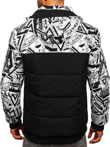 Homme Blouson d'hiver matelassé imprimé Noir Bolf 31M5025