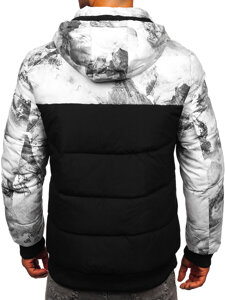 Homme Blouson d'hiver matelassé imprimé Noir Bolf 31M5029