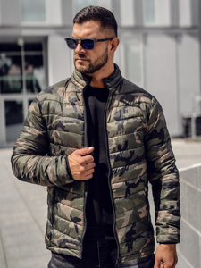 Homme Blouson d'hiver matelassée camo Vert Bolf SM80A