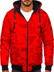 Homme Blouson d'hiver réversible Bleu foncé-Rouge Bolf SM23-506