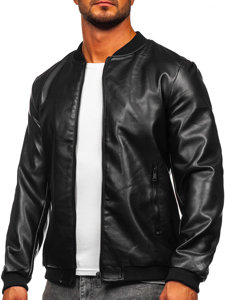 Homme Blouson en cuir bomber Noir Bolf 11Z8107