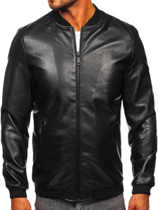 Homme Blouson en cuir bomber Noir Bolf 11Z8107