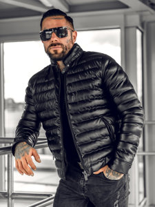 Homme Blouson en cuir matelassée Noir Bolf 5M796A