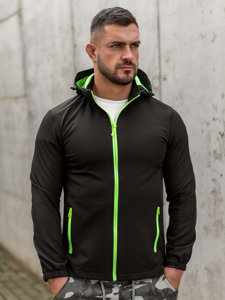 Homme Blouson softshell de transition Noir-Vert Bolf HH017A