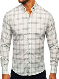 Homme Chemise à carreaux à manche longue Gris Bolf 22749