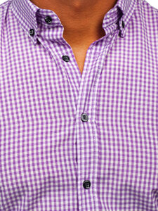 Homme Chemise à carreaux à manches longues Violet Bolf 22745