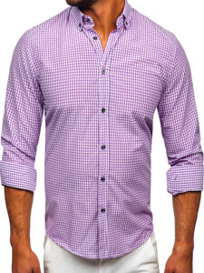 Homme Chemise à carreaux à manches longues Violet Bolf 22745