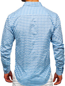 Homme Chemise à carreaux vichy à manche longue Bleu Bolf 22747