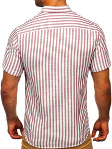 Homme Chemise à rayures avec les manches courtes Bordeaux Bolf 21500