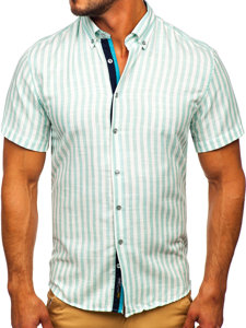 Homme Chemise à rayures avec les manches courtes Menthe Bolf 21500