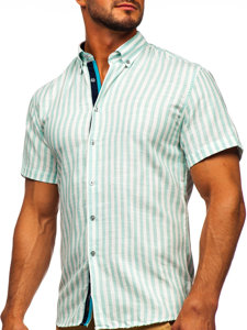 Homme Chemise à rayures avec les manches courtes Menthe Bolf 21500