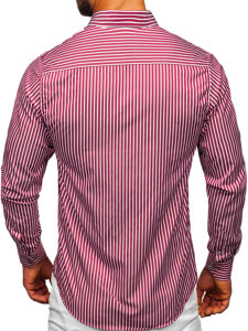 Homme Chemise à rayures avec les manches longues Bordeaux Bolf 22730