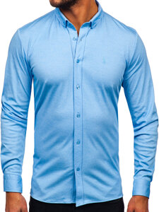 Homme Chemise casual à manches longues Bleu Bolf 500