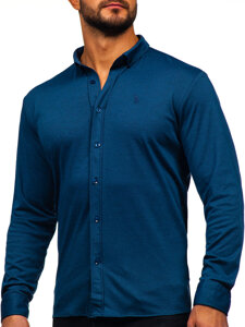 Homme Chemise casual à manches longues Bleu foncé Bolf 500