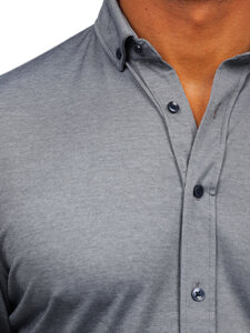 Homme Chemise casual à manches longues Gris Bolf 500