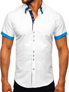 Homme Chemise élégante à manche courtes Blanc Bolf 2926