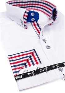 Homme Chemise élégante à manche longue Blanc Bolf 0926