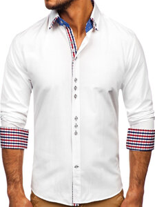 Homme Chemise élégante à manche longue Blanc Bolf 0926