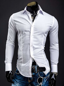 Homme Chemise élégante à manche longue Blanc Bolf 1703A