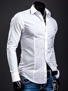 Homme Chemise élégante à manche longue Blanc Bolf 1703A