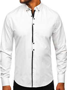 Homme Chemise élégante à manche longue Blanc Bolf 24701