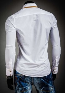 Homme Chemise élégante à manche longue Blanc Bolf 3703A