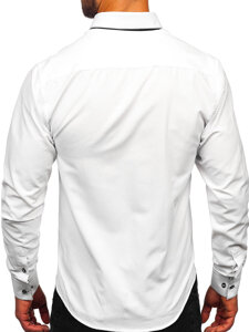 Homme Chemise élégante à manche longue Blanc-Noir Bolf 3703