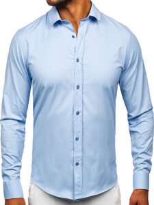 Homme Chemise élégante à manche longue Bleu Bolf 24702