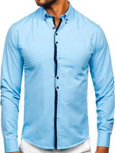 Homme Chemise élégante à manche longue Bleu ciel Bolf 24701