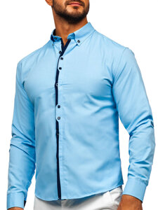 Homme Chemise élégante à manche longue Bleu ciel Bolf 24701