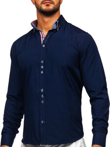 Homme Chemise élégante à manche longue Bleu foncé Bolf 0926