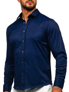 Homme Chemise élégante à manche longue Bleu foncé Bolf 24702