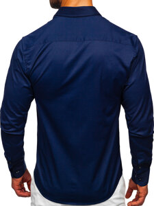 Homme Chemise élégante à manche longue Bleu foncé Bolf 24702